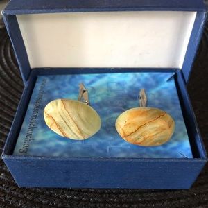 Vintage Unisex Mexican Onyx & Silver Cufflinks